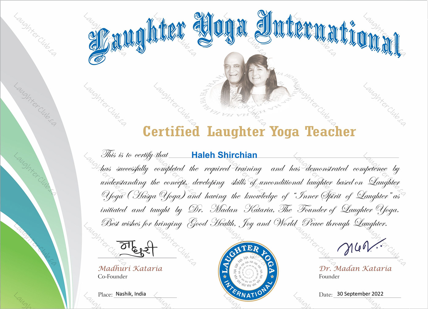 Certified for Teaching Laughter Yoga